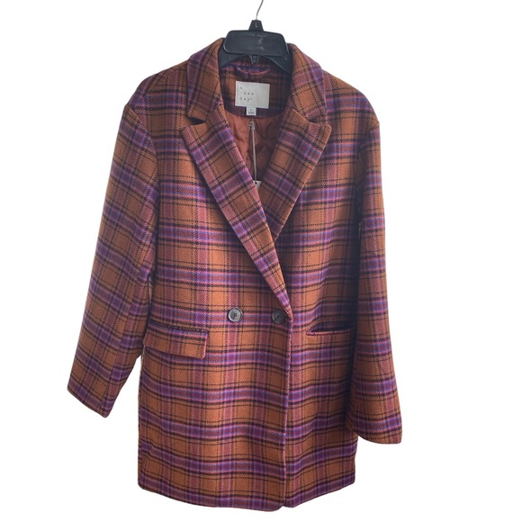 A New Day Women’s brown plaid overcoat NWT - Picture 10 of 11